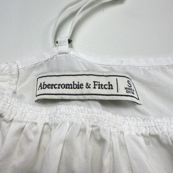 Abercrombie & Fitch Babydoll Tank Top S White Embroidered Open Tie Back Flowy‎ - Picture 5 of 7